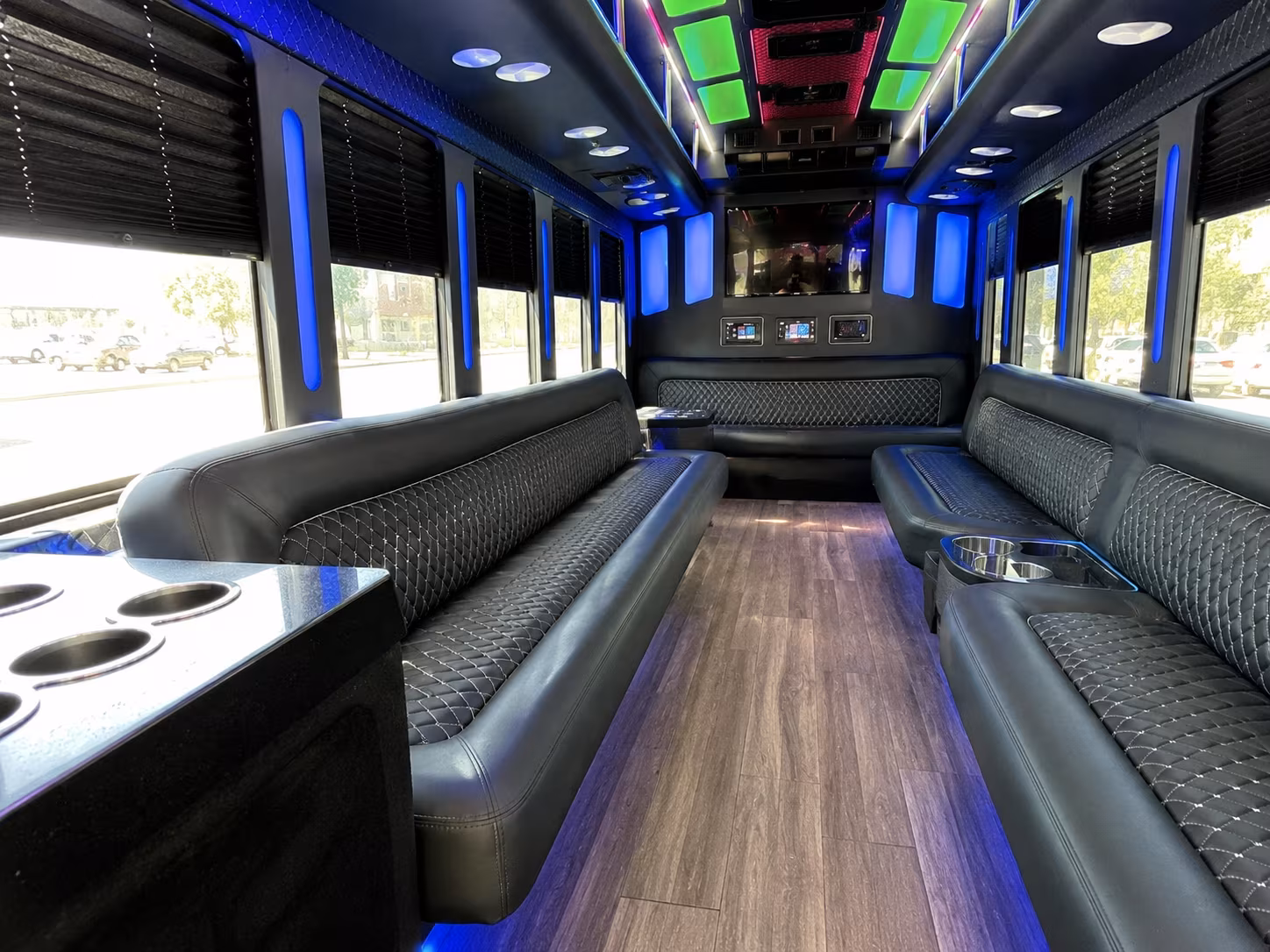 orem 15 passenger party bus inside