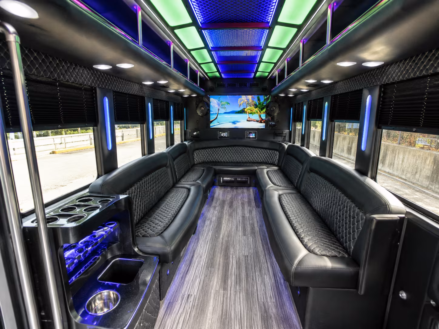 orem 18 passenger party bus inside