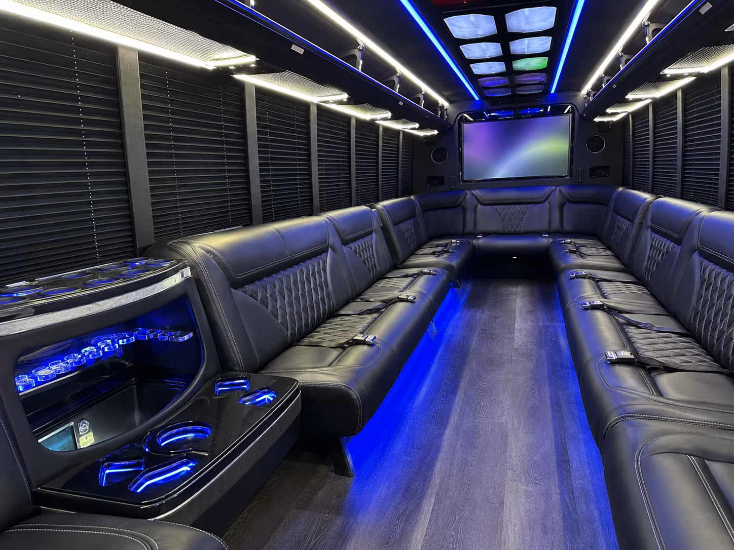 orem 20 passenger party bus inside