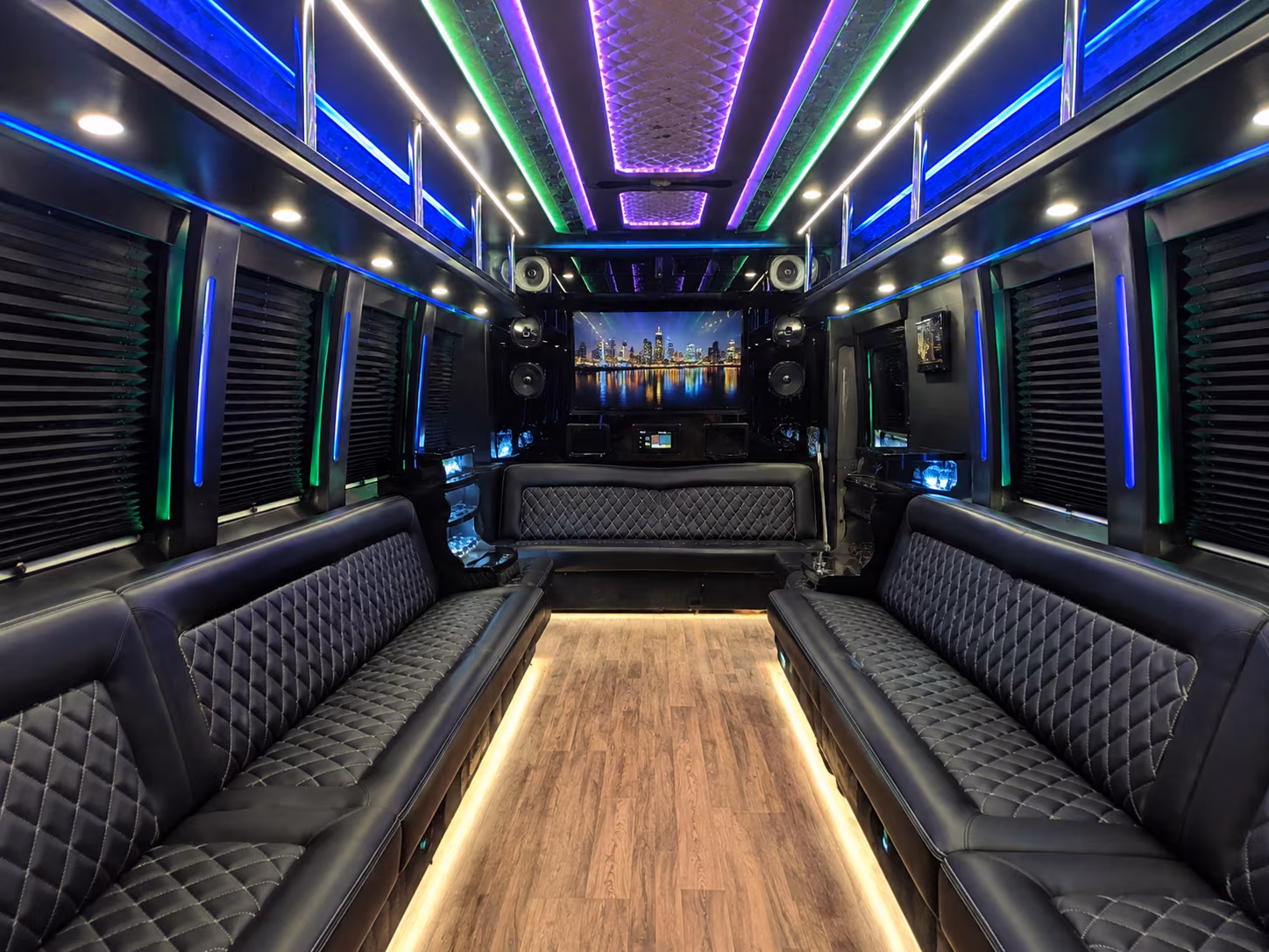 orem 25 passenger party bus interior